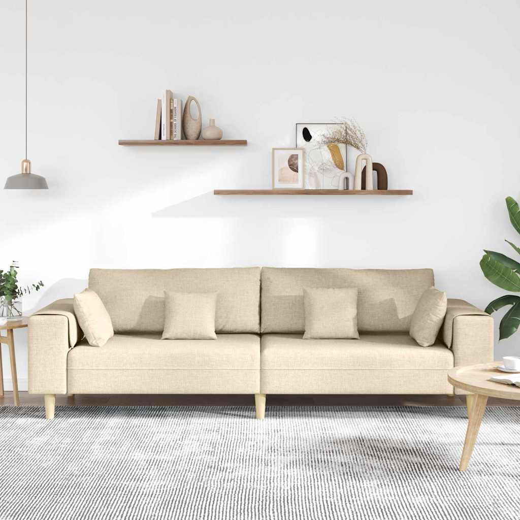 Sofa din material textil cu pernă Crem 208 cm țesătură GartenMobel Dekor