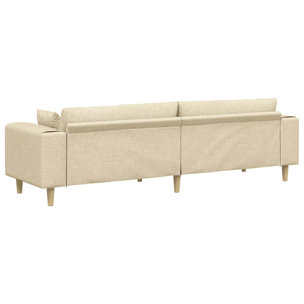 Sofa din material textil cu pernă Crem 208 cm țesătură GartenMobel Dekor