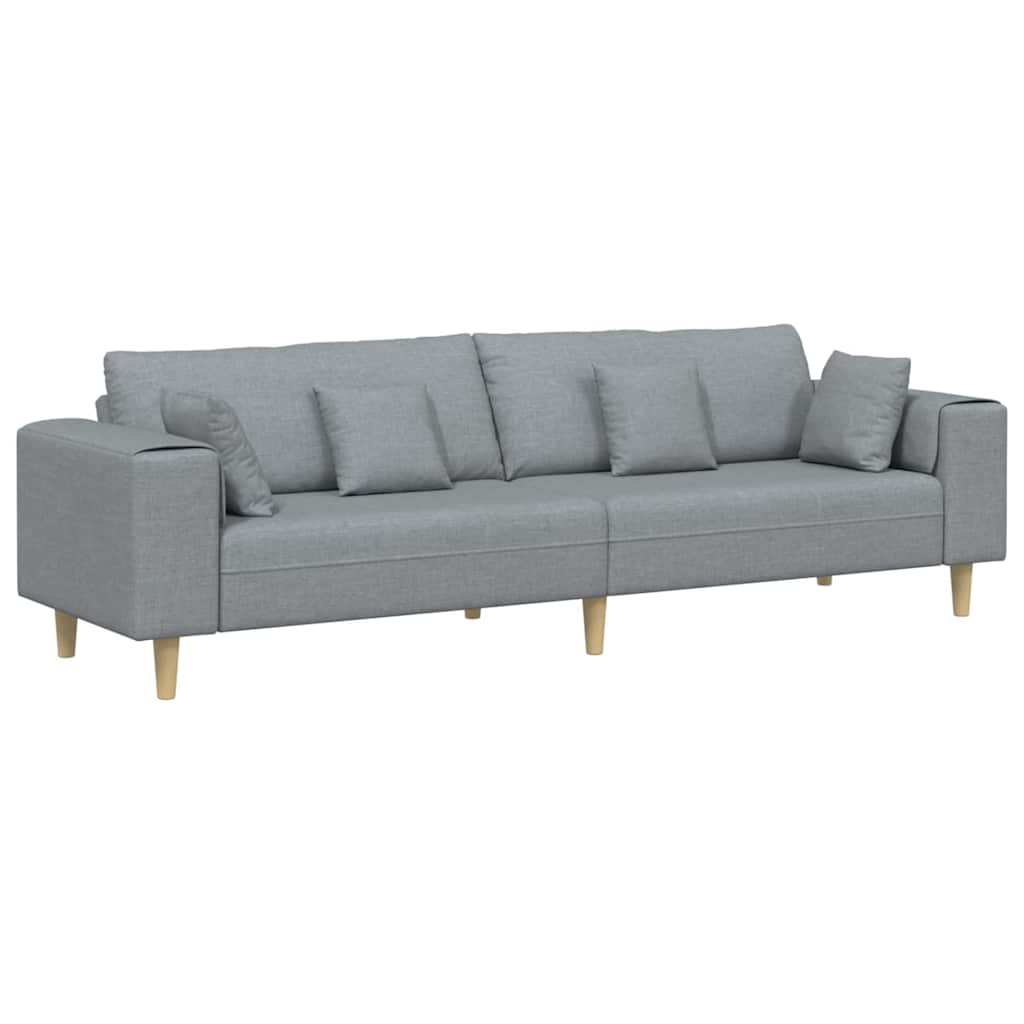Sofa din material textil cu pernă Gri deschis 208 cm țesătură GartenMobel Dekor