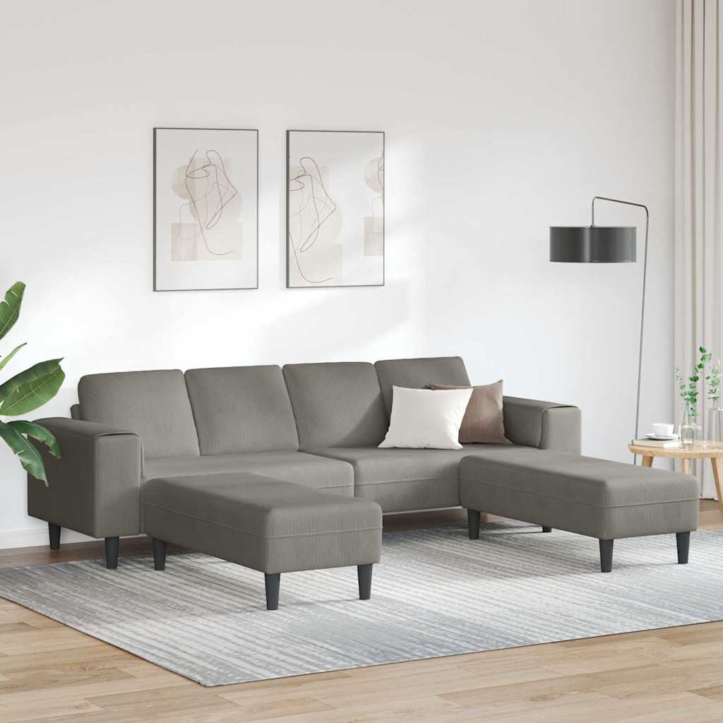 Sofa din material textil cu pernă Gri deschis Țesătură de catifea GartenMobel Dekor