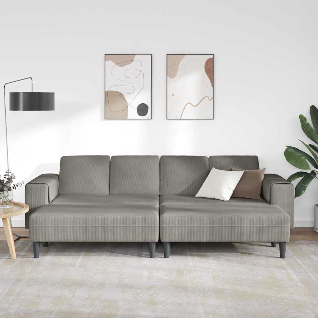 Sofa din material textil cu pernă Gri deschis Țesătură de catifea GartenMobel Dekor