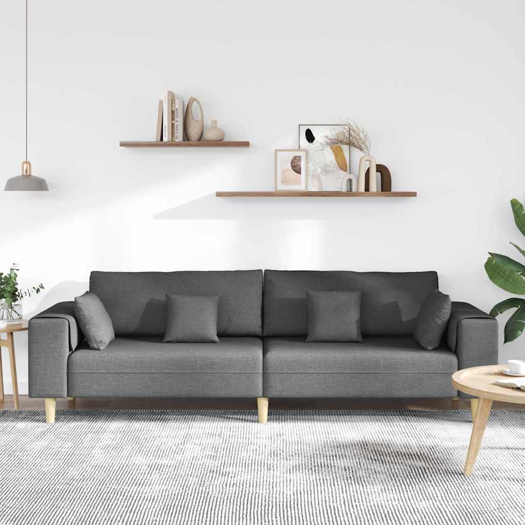 Sofa din material textil cu pernă Gri închis 208 cm țesătură GartenMobel Dekor