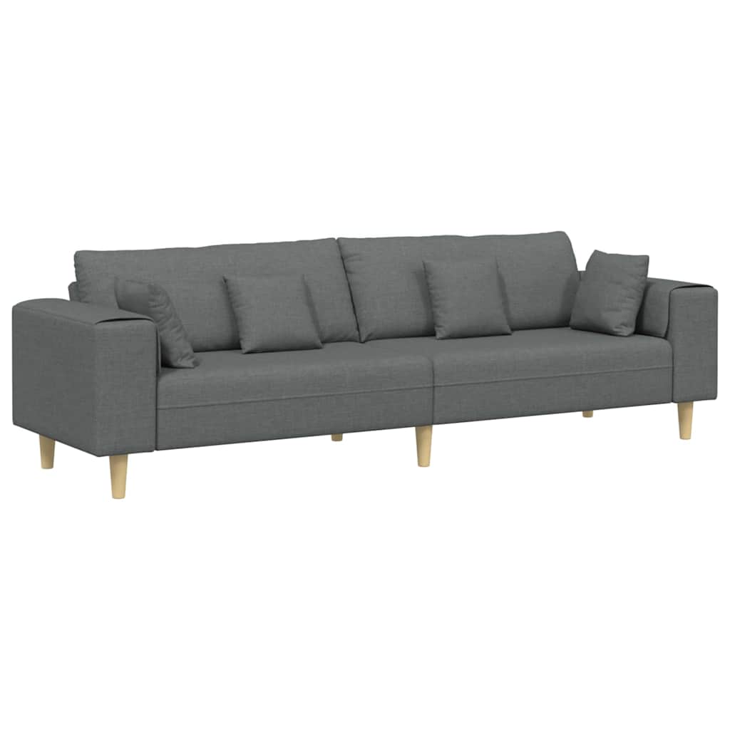 Sofa din material textil cu pernă Gri închis 208 cm țesătură GartenMobel Dekor