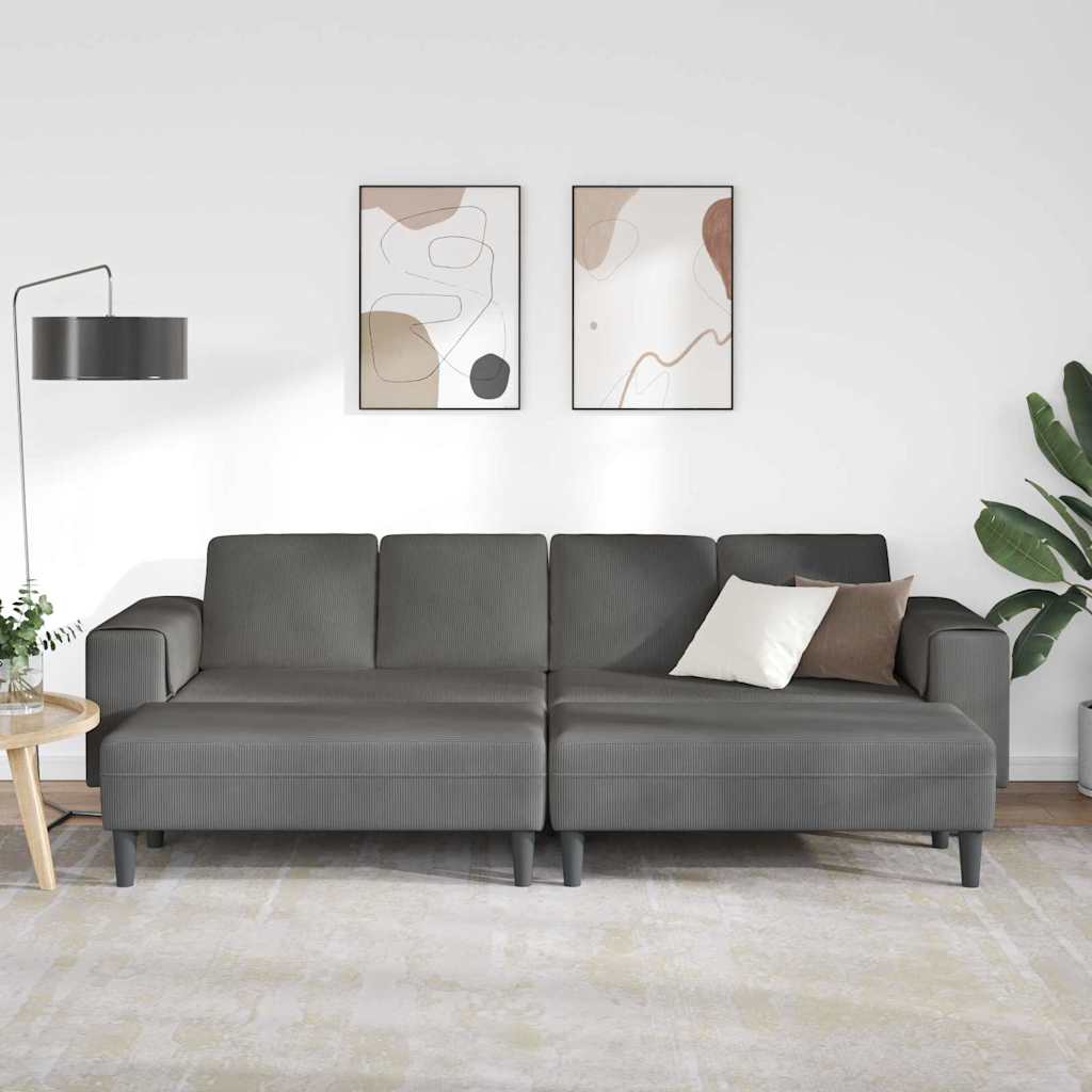 Sofa din material textil cu pernă Gri închis Țesătură de catifea GartenMobel Dekor