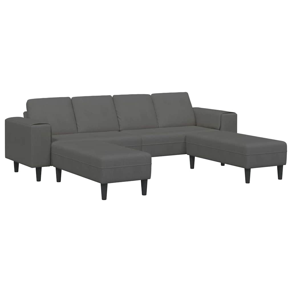 Sofa din material textil cu pernă Gri închis Țesătură de catifea GartenMobel Dekor