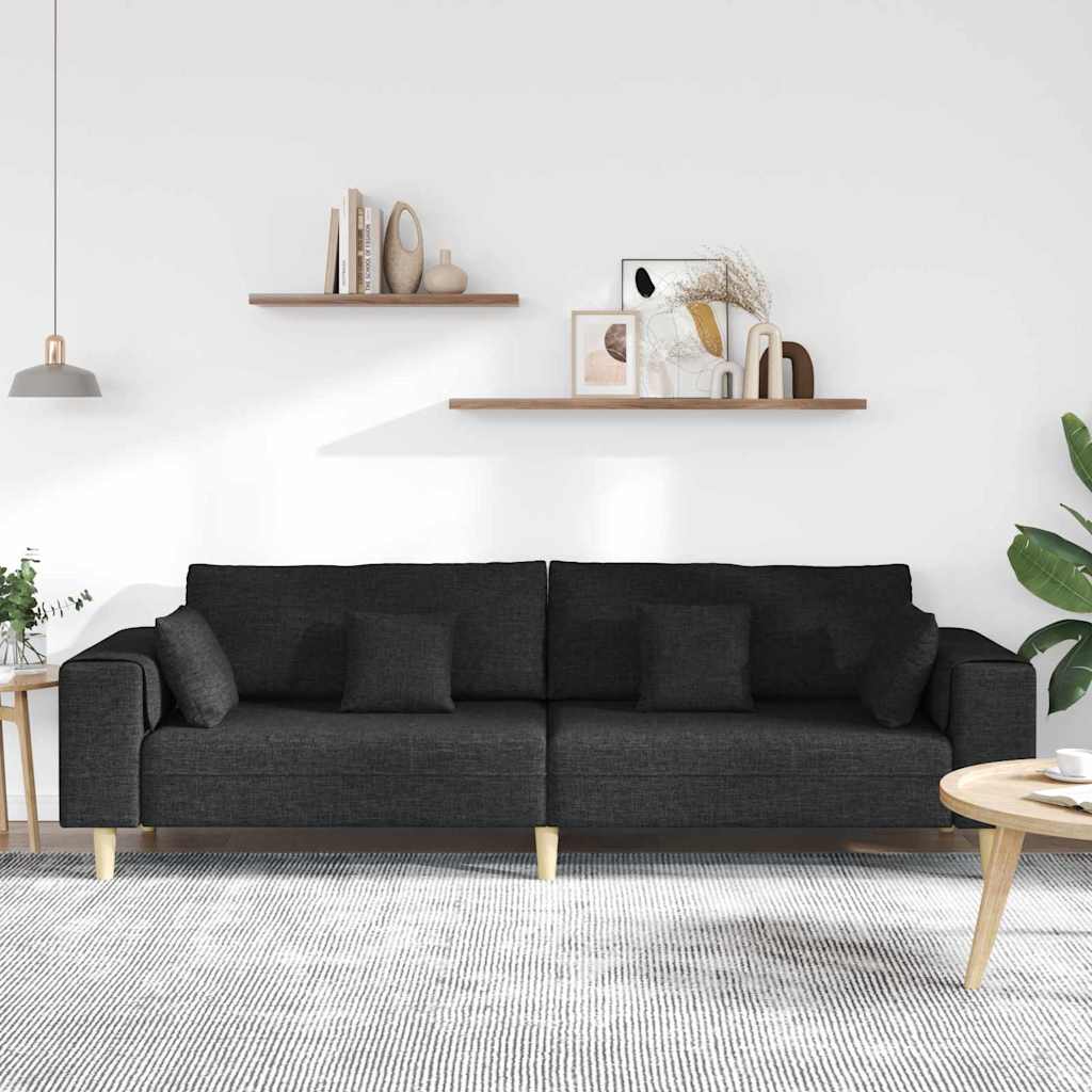 Sofa din material textil cu pernă Negru 208 cm țesătură GartenMobel Dekor