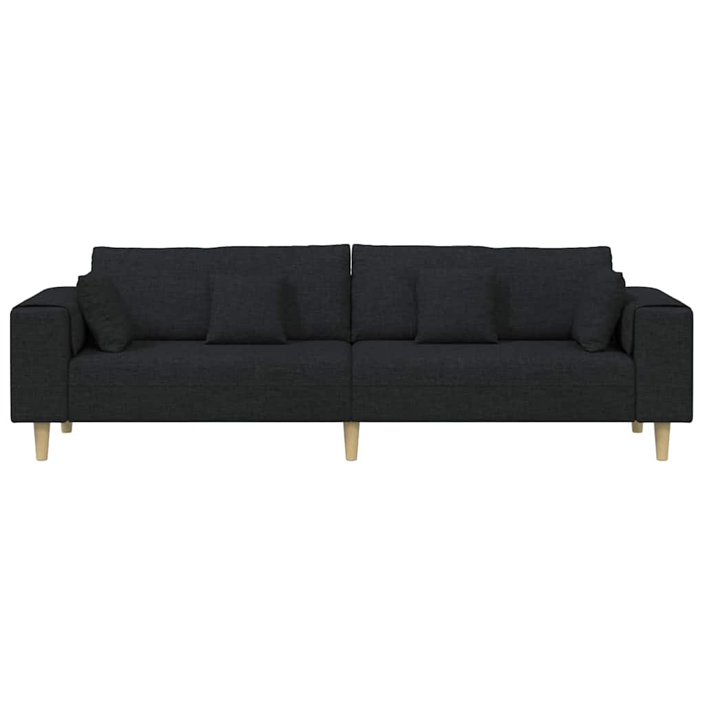 Sofa din material textil cu pernă Negru 208 cm țesătură GartenMobel Dekor