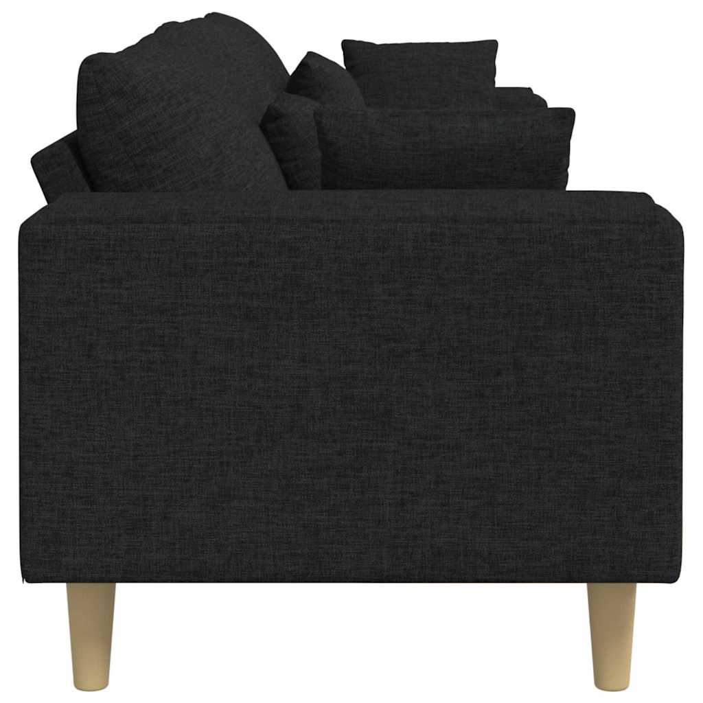 Sofa din material textil cu pernă Negru 208 cm țesătură GartenMobel Dekor