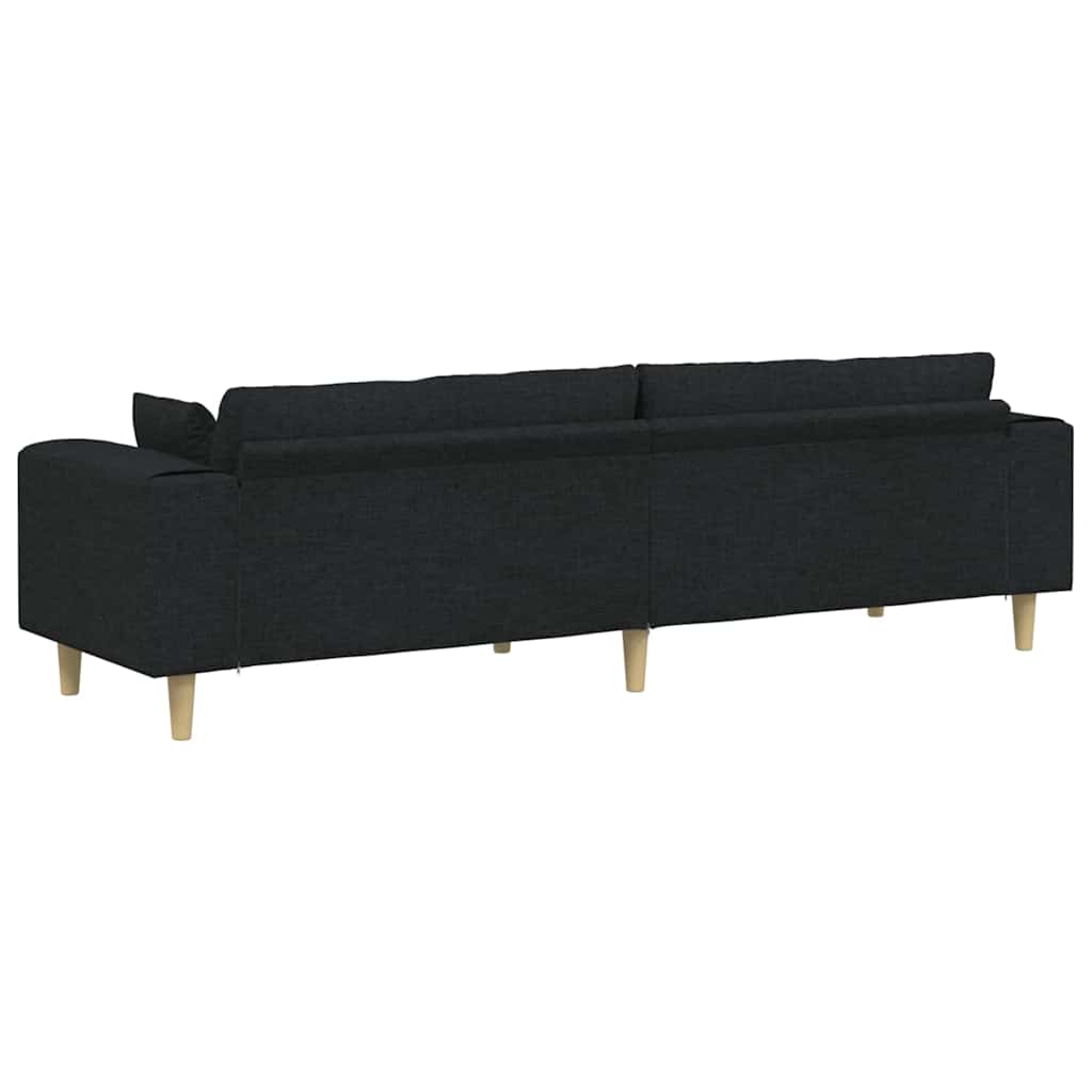 Sofa din material textil cu pernă Negru 208 cm țesătură GartenMobel Dekor