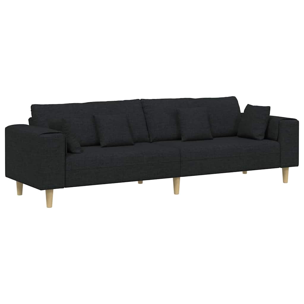 Sofa din material textil cu pernă Negru 208 cm țesătură GartenMobel Dekor