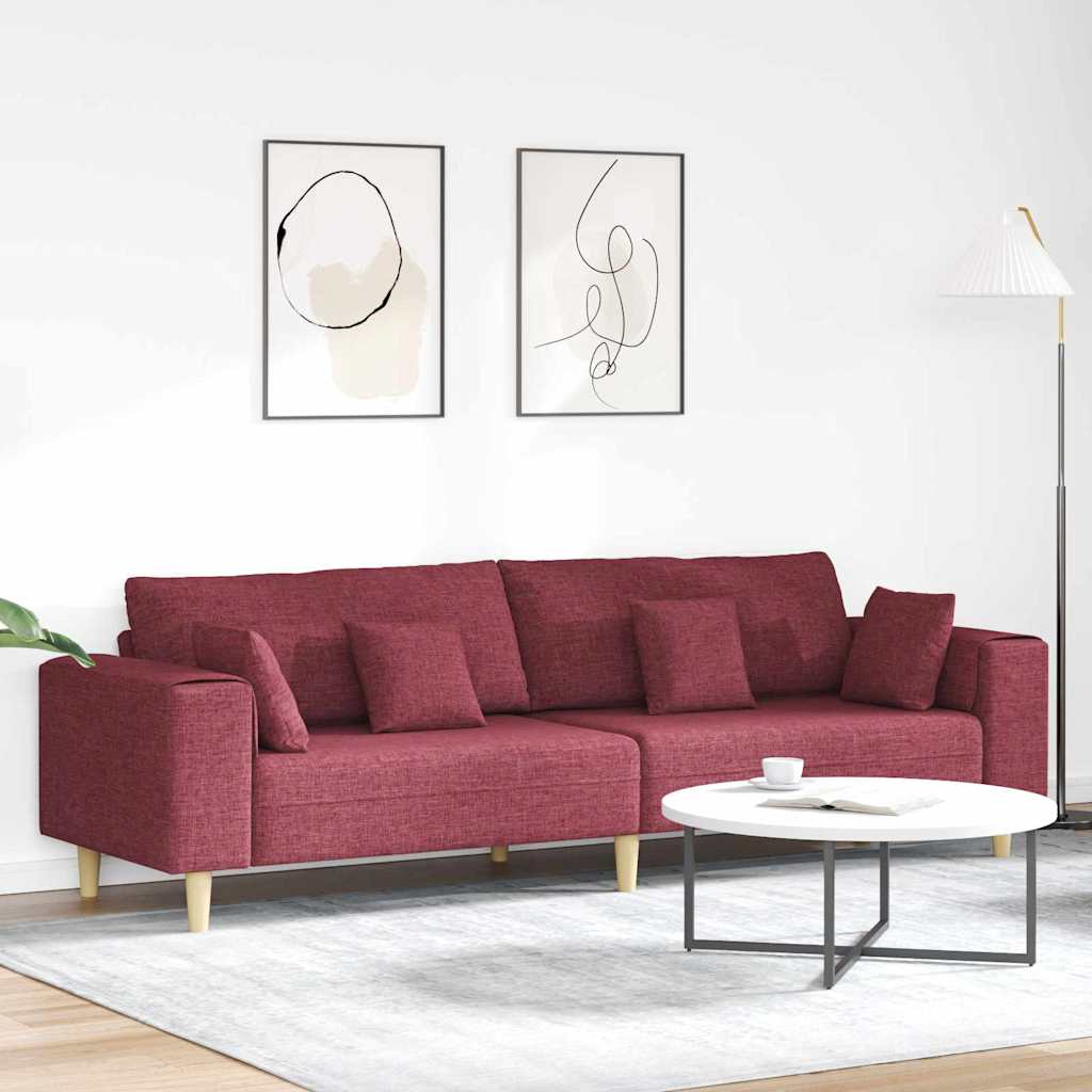 Sofa din material textil cu pernă Roșu Vin 208 cm țesătură GartenMobel Dekor