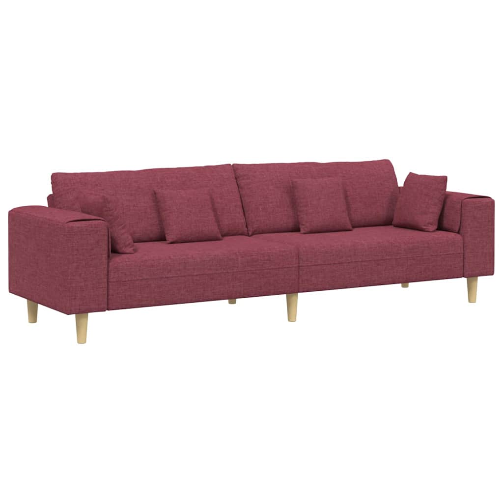Sofa din material textil cu pernă Roșu Vin 208 cm țesătură GartenMobel Dekor