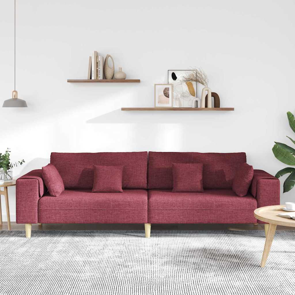 Sofa din material textil cu pernă Roșu Vin 208 cm țesătură GartenMobel Dekor