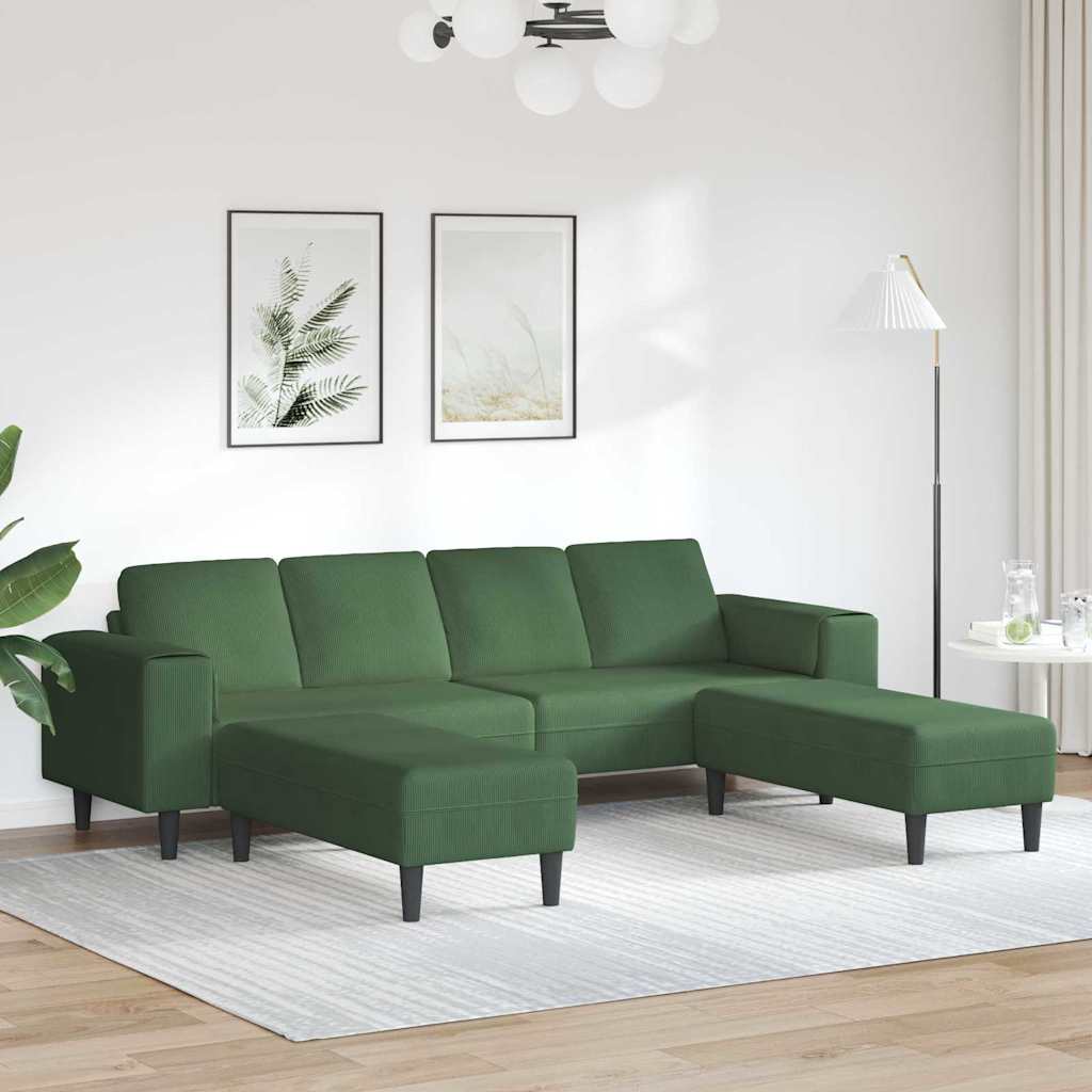 Sofa din material textil cu pernă Verde închis Țesătură de catifea GartenMobel Dekor