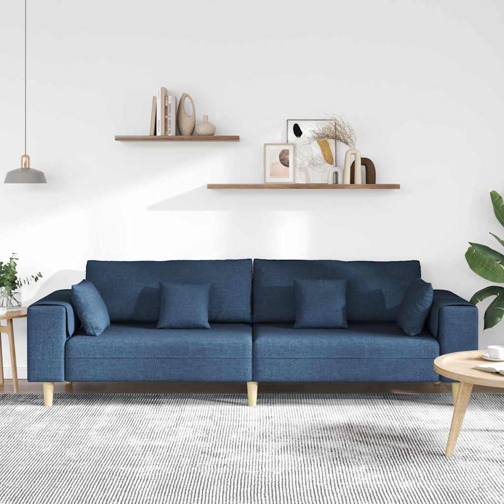 Sofa din material textil cu pernă albastru 208 cm țesătură GartenMobel Dekor