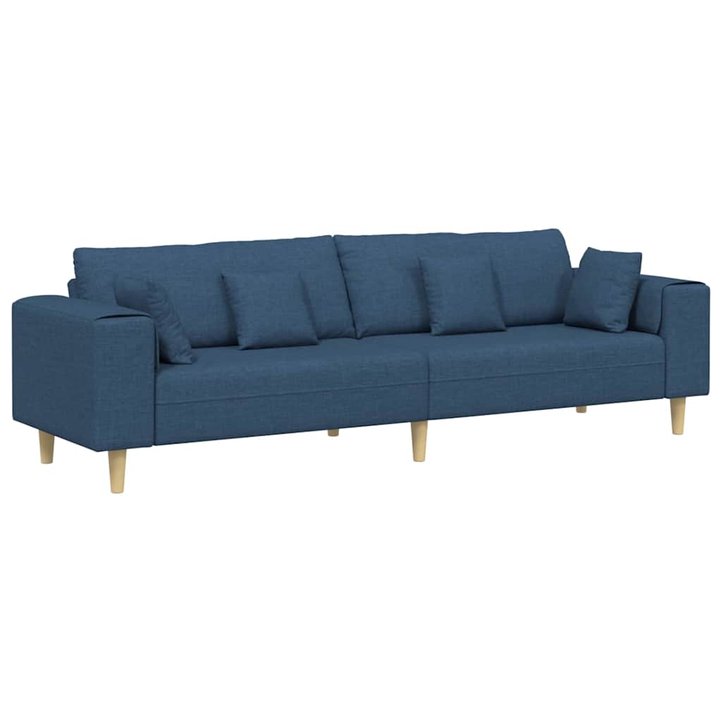 Sofa din material textil cu pernă albastru 208 cm țesătură GartenMobel Dekor