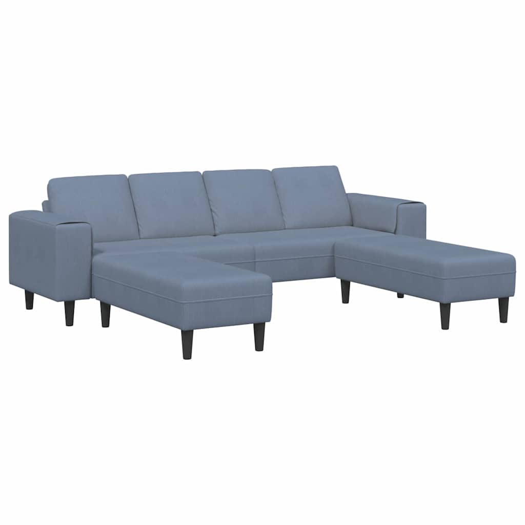 Sofa din material textil cu pernă albastru Țesătură de catifea GartenMobel Dekor