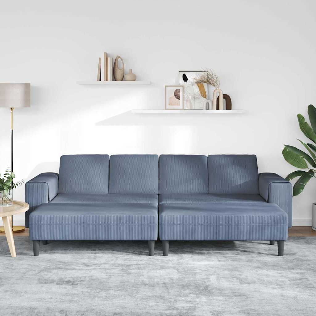 Sofa din material textil cu pernă albastru Țesătură de catifea GartenMobel Dekor