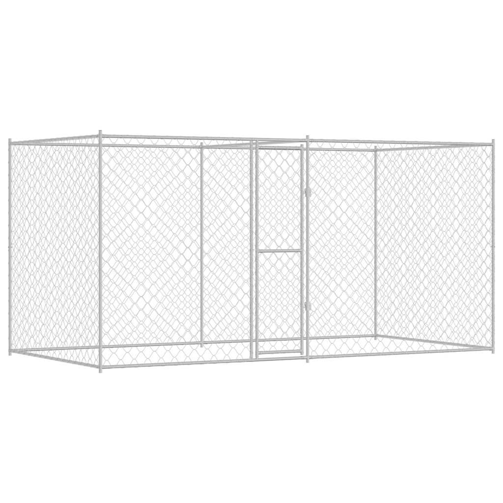Cușcă pentru câine Argintiu 400 x 200 x 256 cm Oțel Galvanizat GartenMobel Dekor