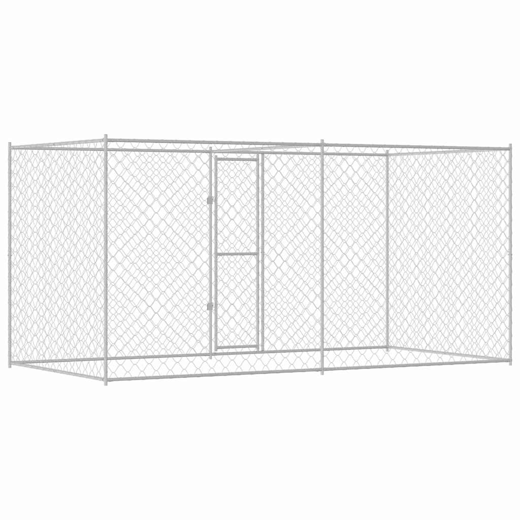 Cușcă pentru câine Argintiu 400 x 200 x 256 cm Oțel Galvanizat GartenMobel Dekor