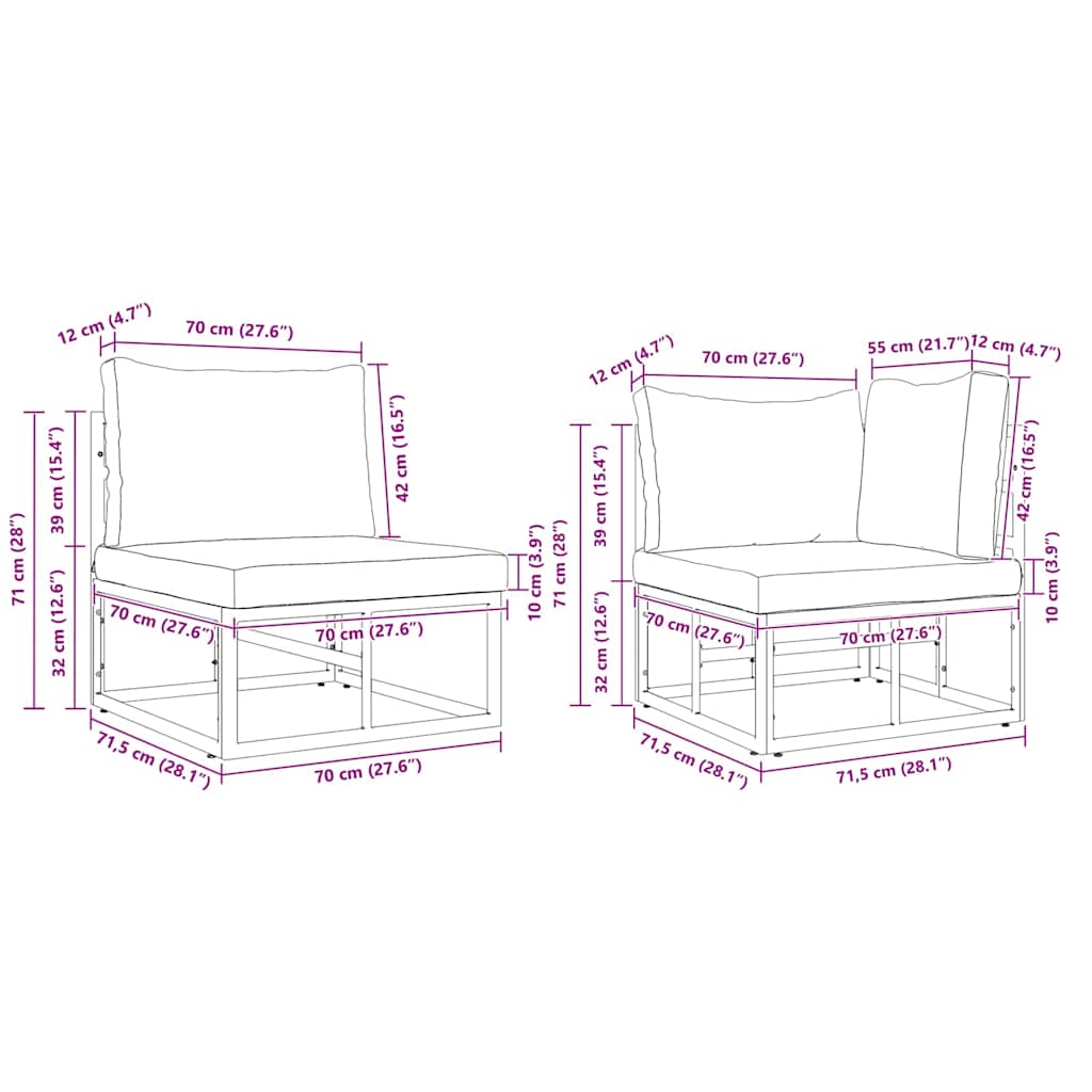 Set de canapele pentru grădină cu pernă 10 pcs Negru Aluminiu GartenMobel Dekor