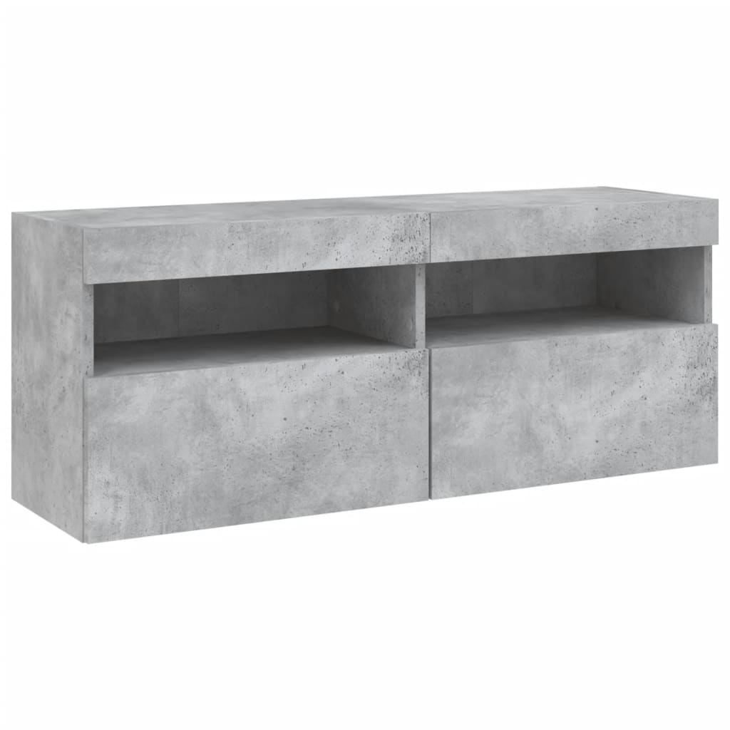 Unități TV de perete cu LED-uri 5 piese gri beton lemn compozit GartenMobel Dekor