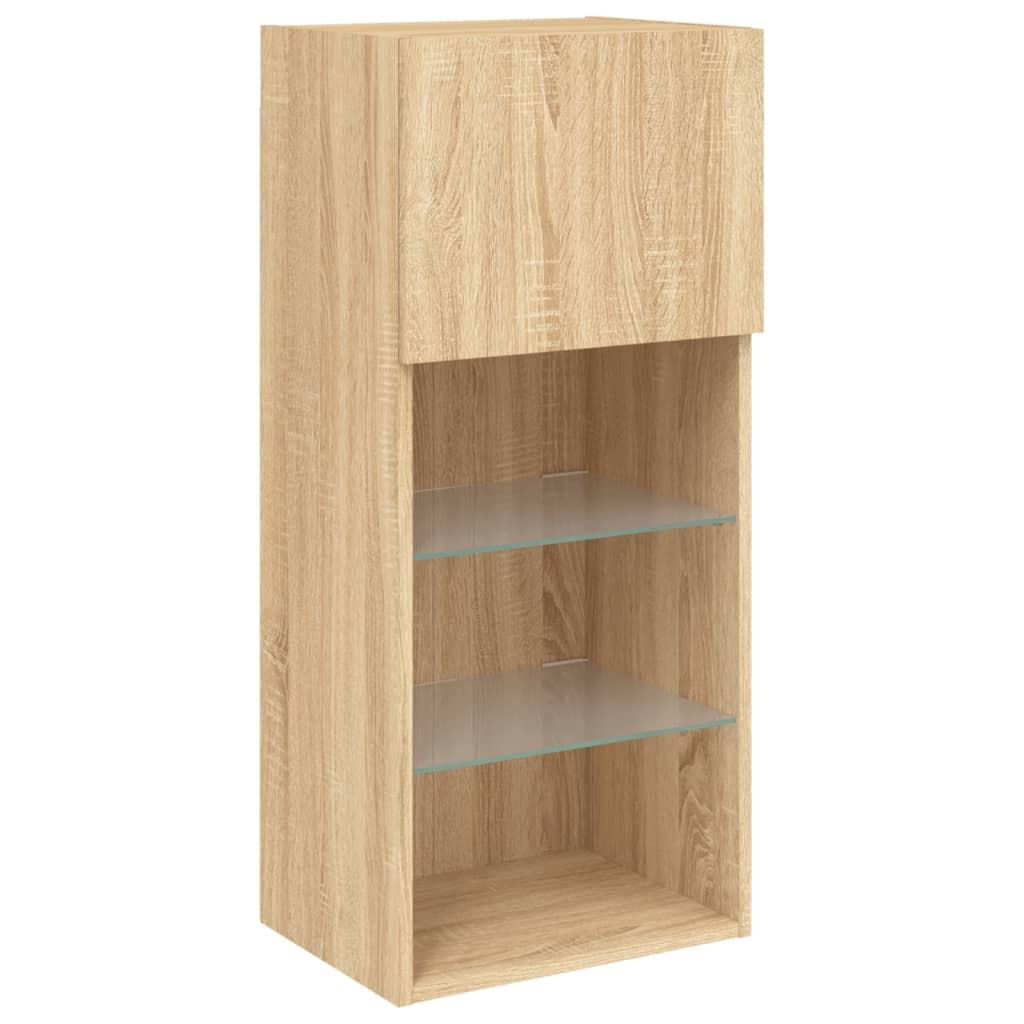 Unități de perete TV cu LED-uri, 5 piese, stejar sonoma, lemn GartenMobel Dekor