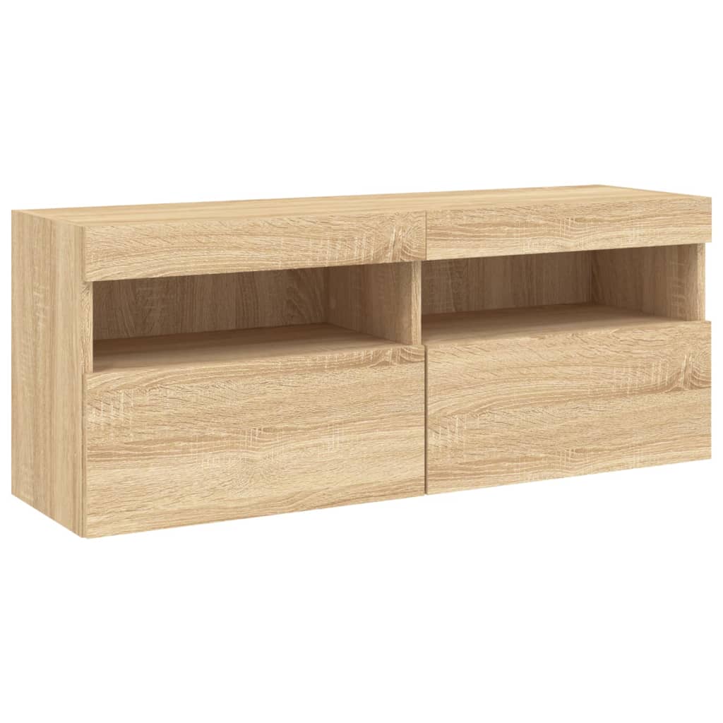 Unități de perete TV cu LED-uri, 5 piese, stejar sonoma, lemn GartenMobel Dekor