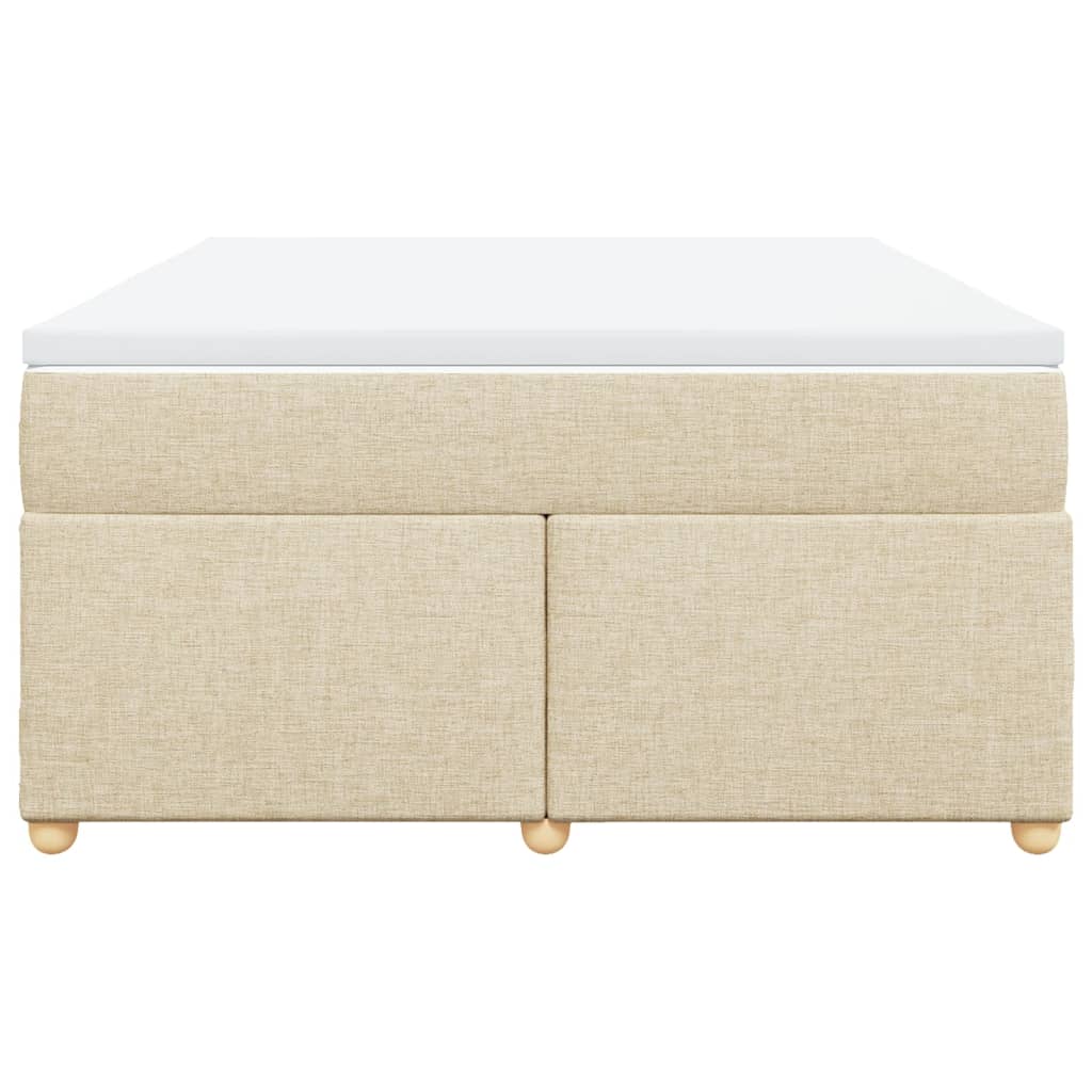Pat box spring cu saltea, crem, 160x200 cm, material textil GartenMobel Dekor