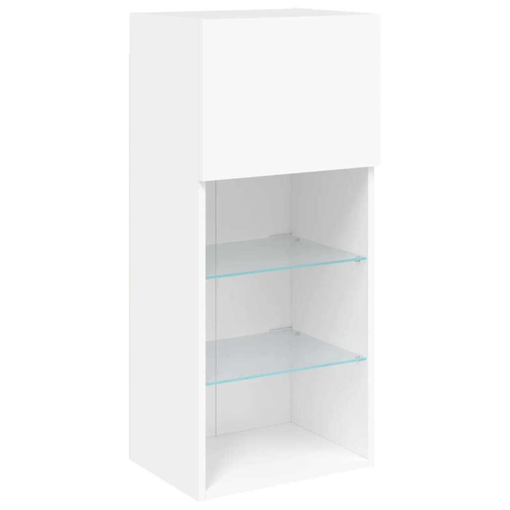 Unități de perete TV cu LED-uri, 5 piese, alb, lemn prelucrat GartenMobel Dekor