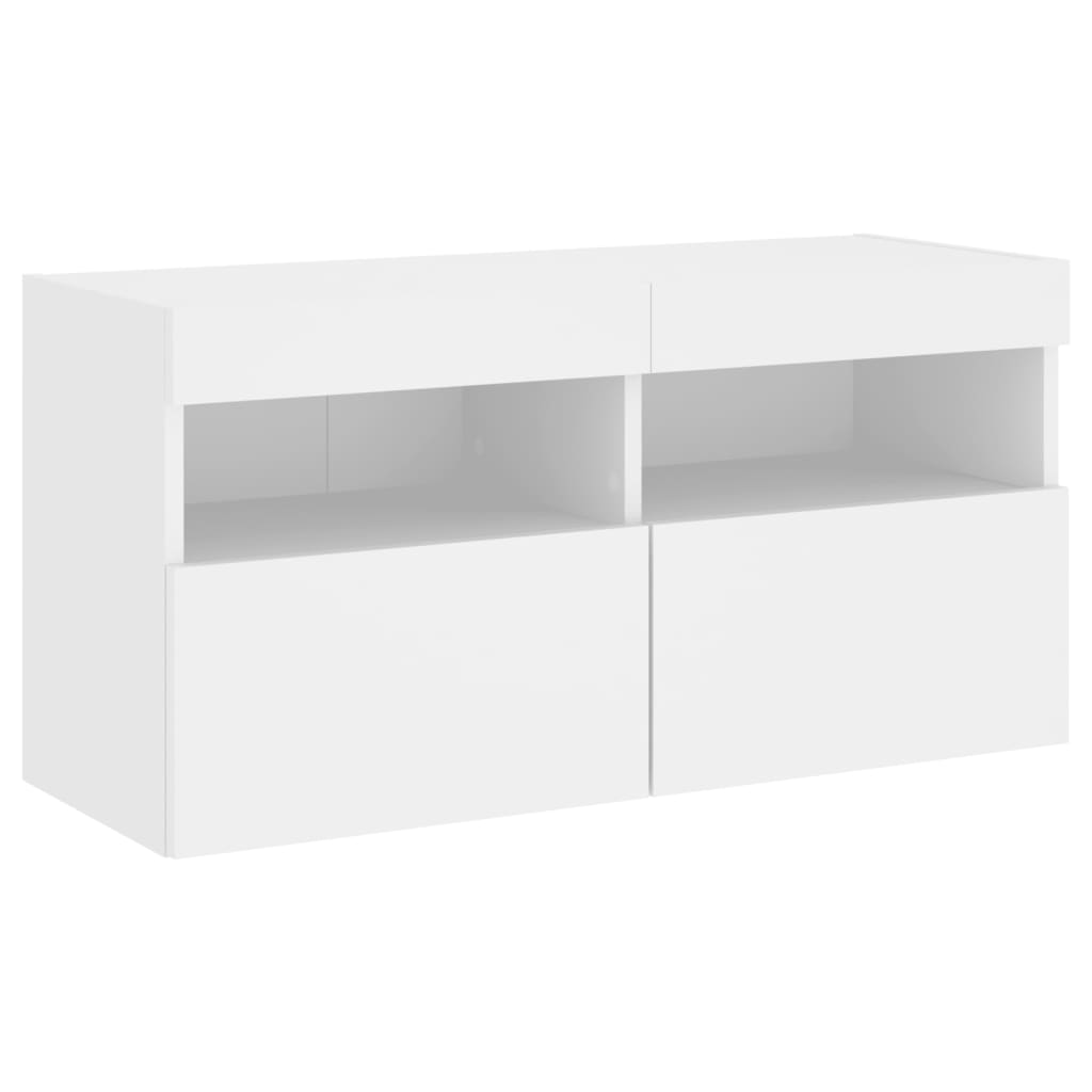 Unități de perete TV cu LED-uri, 5 piese, alb, lemn prelucrat GartenMobel Dekor
