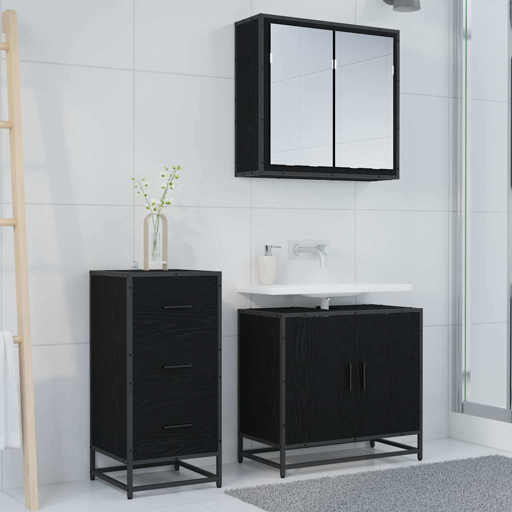 Bufet cu sertar Stejar negru 35.5 x 35 x 76 cm Lemn compozit GartenMobel Dekor