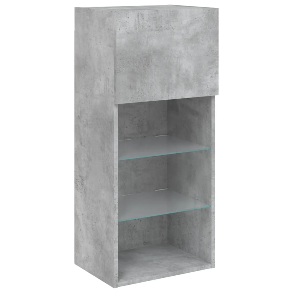 Comode TV cu lumini LED, 2 buc., gri beton, 40,5x30x90 cm GartenMobel Dekor