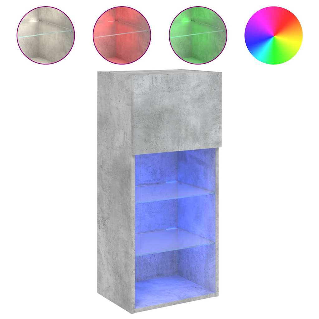 Comode TV cu lumini LED, 2 buc., gri beton, 40,5x30x90 cm GartenMobel Dekor