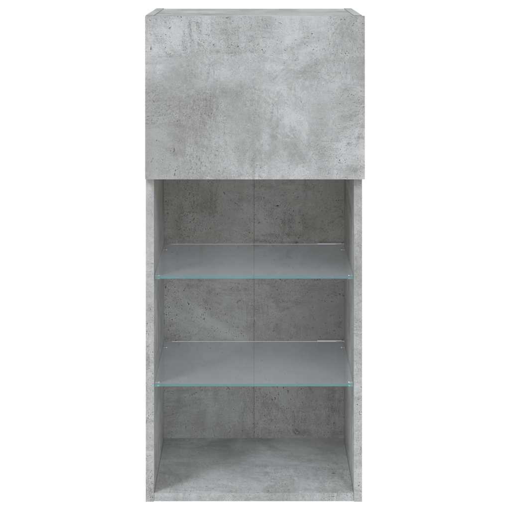 Comode TV cu lumini LED, 2 buc., gri beton, 40,5x30x90 cm GartenMobel Dekor