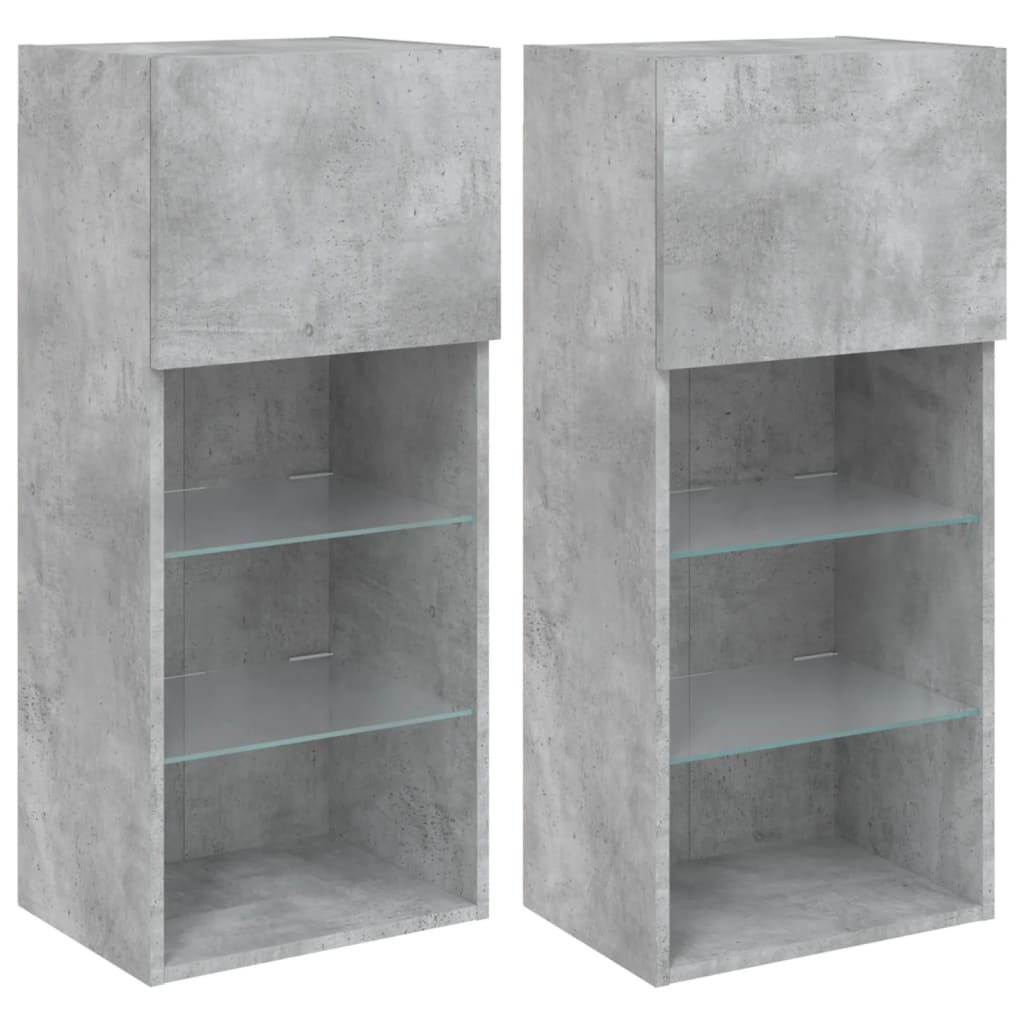 Comode TV cu lumini LED, 2 buc., gri beton, 40,5x30x90 cm GartenMobel Dekor