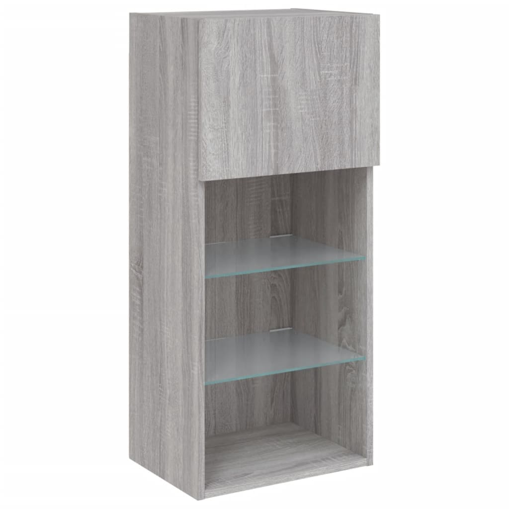 Comode TV cu lumini LED, 2 buc., gri sonoma, 40,5x30x90 cm GartenMobel Dekor