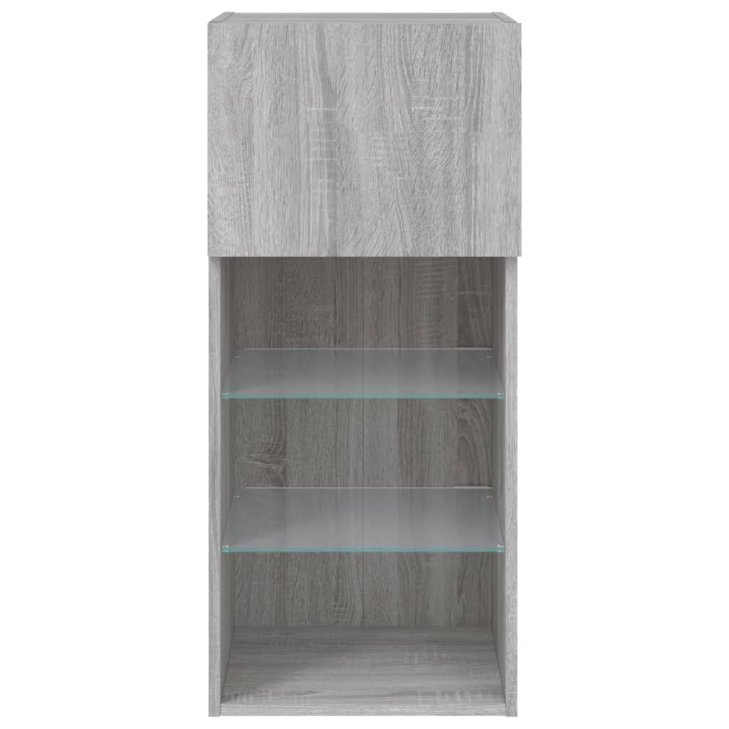 Comode TV cu lumini LED, 2 buc., gri sonoma, 40,5x30x90 cm GartenMobel Dekor