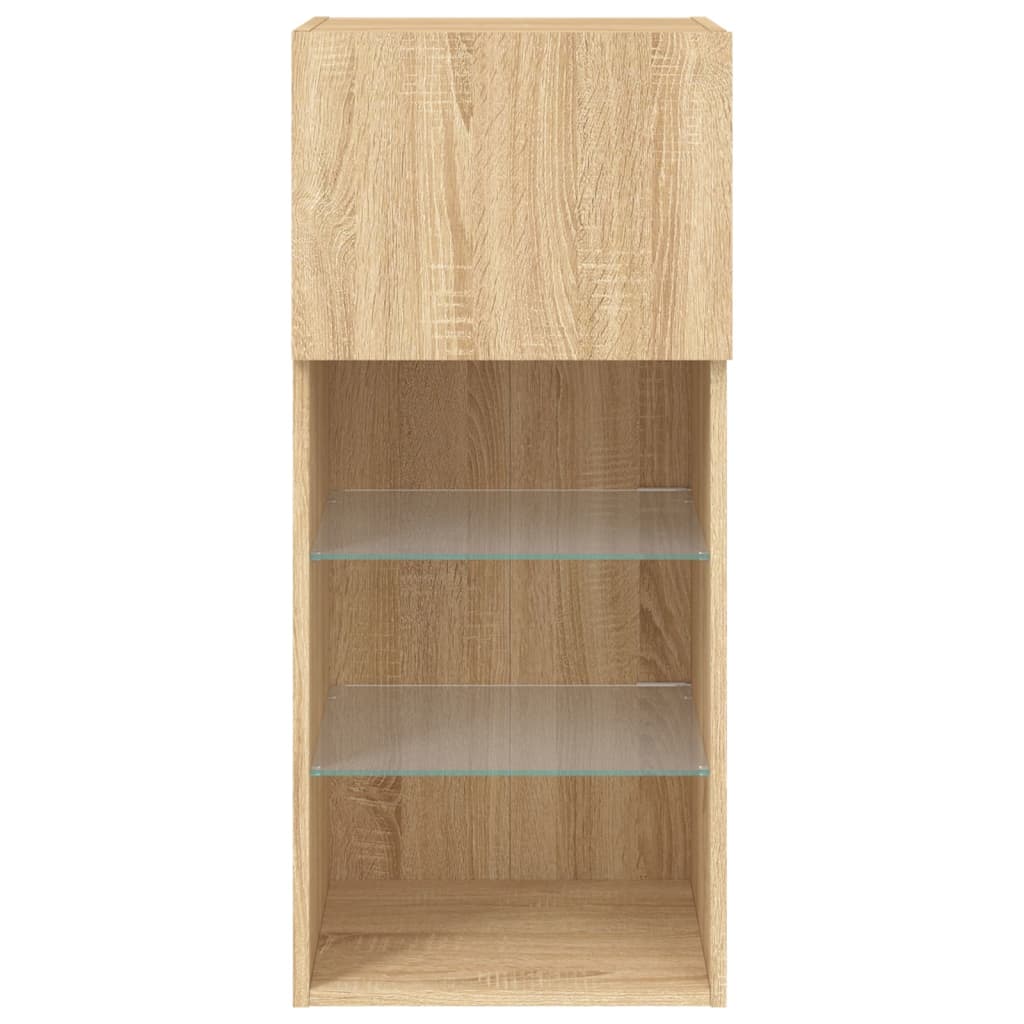 Comode TV cu lumini LED, 2 buc., stejar sonoma, 40,5x30x90 cm GartenMobel Dekor