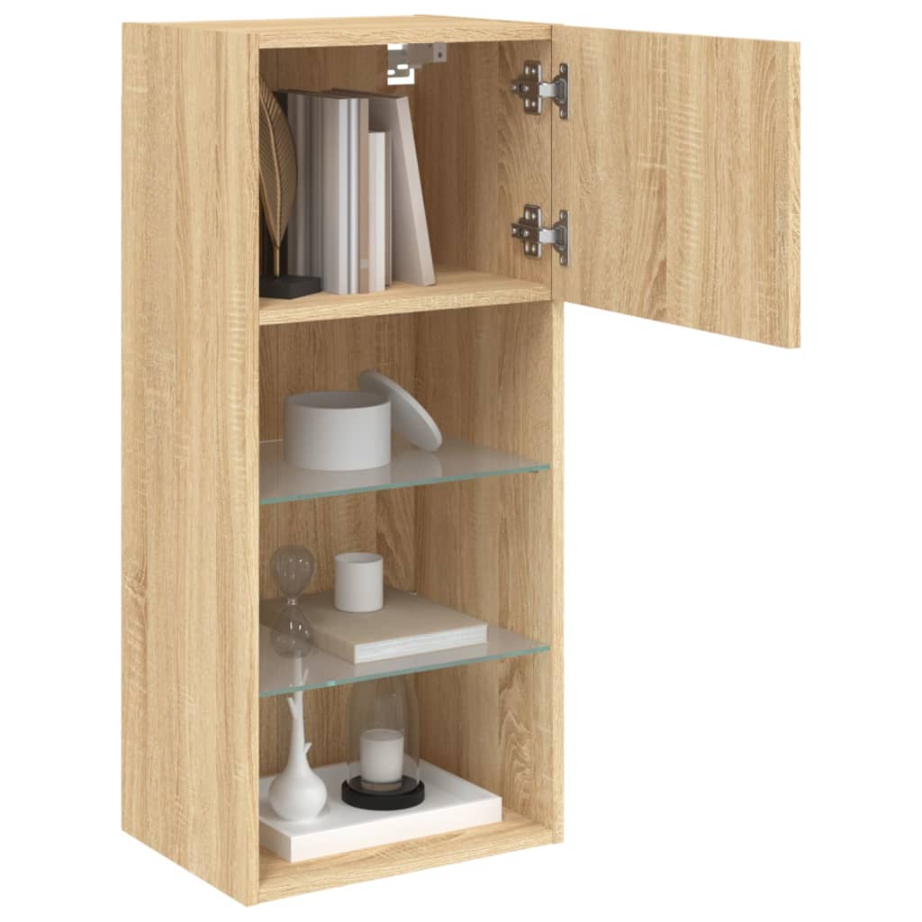 Comode TV cu lumini LED, 2 buc., stejar sonoma, 40,5x30x90 cm GartenMobel Dekor