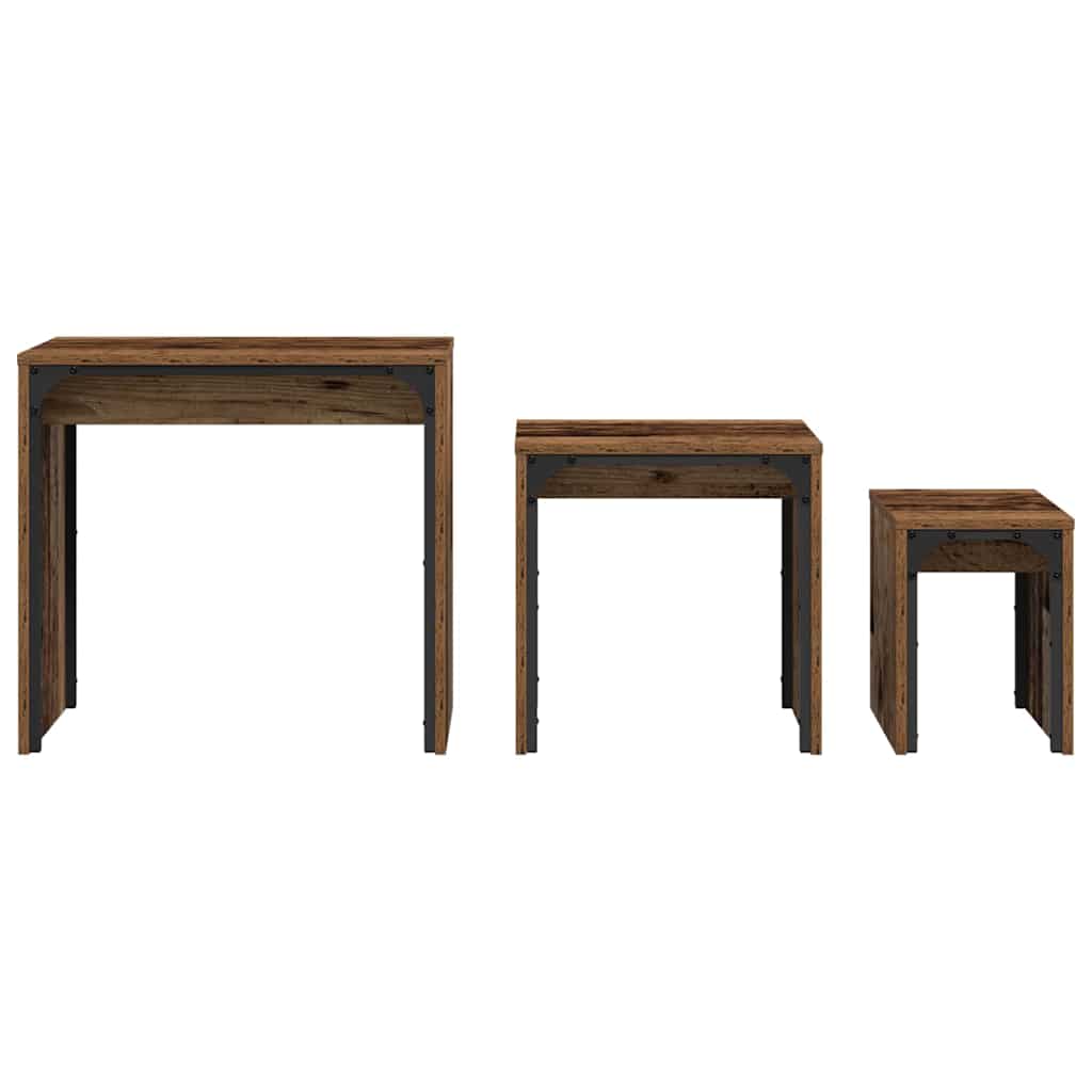 Masă de Cafea cu Tăvi Lăsate 3 pcs Lemn vechi 60 x 35 x 56 cm GartenMobel Dekor