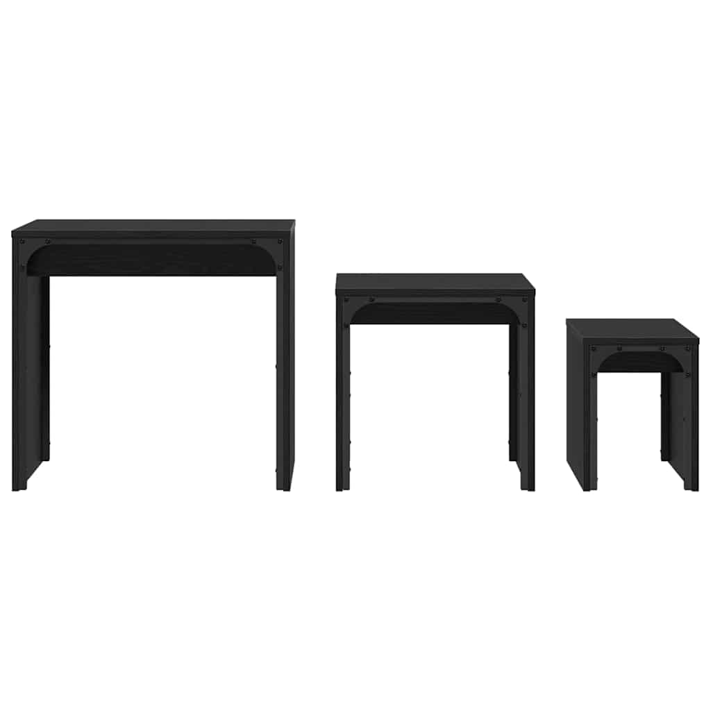 Masă de Cafea cu Tăvi Lăsate 3 pcs Stejar negru 60 x 35 x 56 cm GartenMobel Dekor