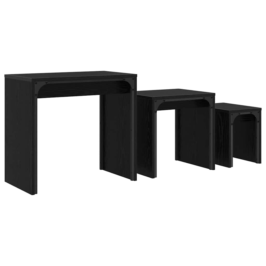 Masă de Cafea cu Tăvi Lăsate 3 pcs Stejar negru 60 x 35 x 56 cm GartenMobel Dekor