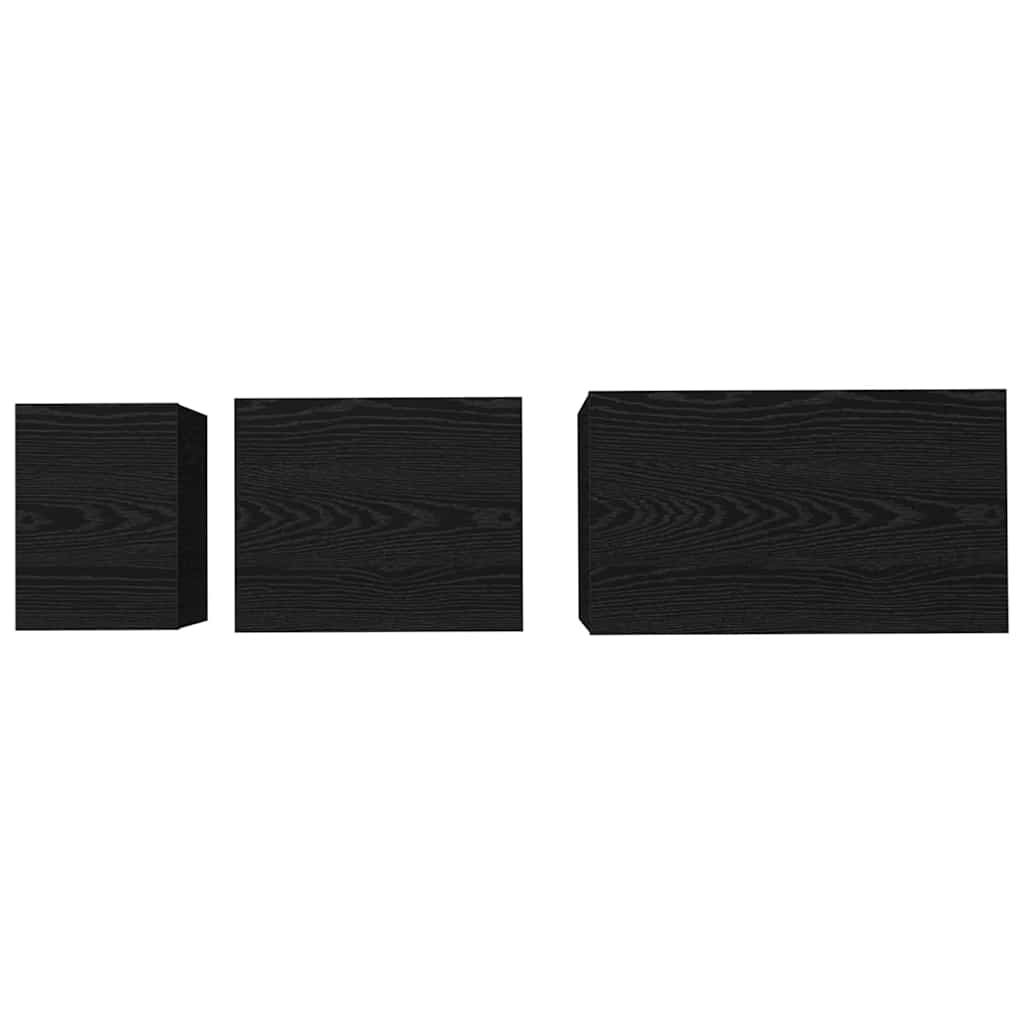 Masă de Cafea cu Tăvi Lăsate 3 pcs Stejar negru 60 x 35 x 56 cm GartenMobel Dekor