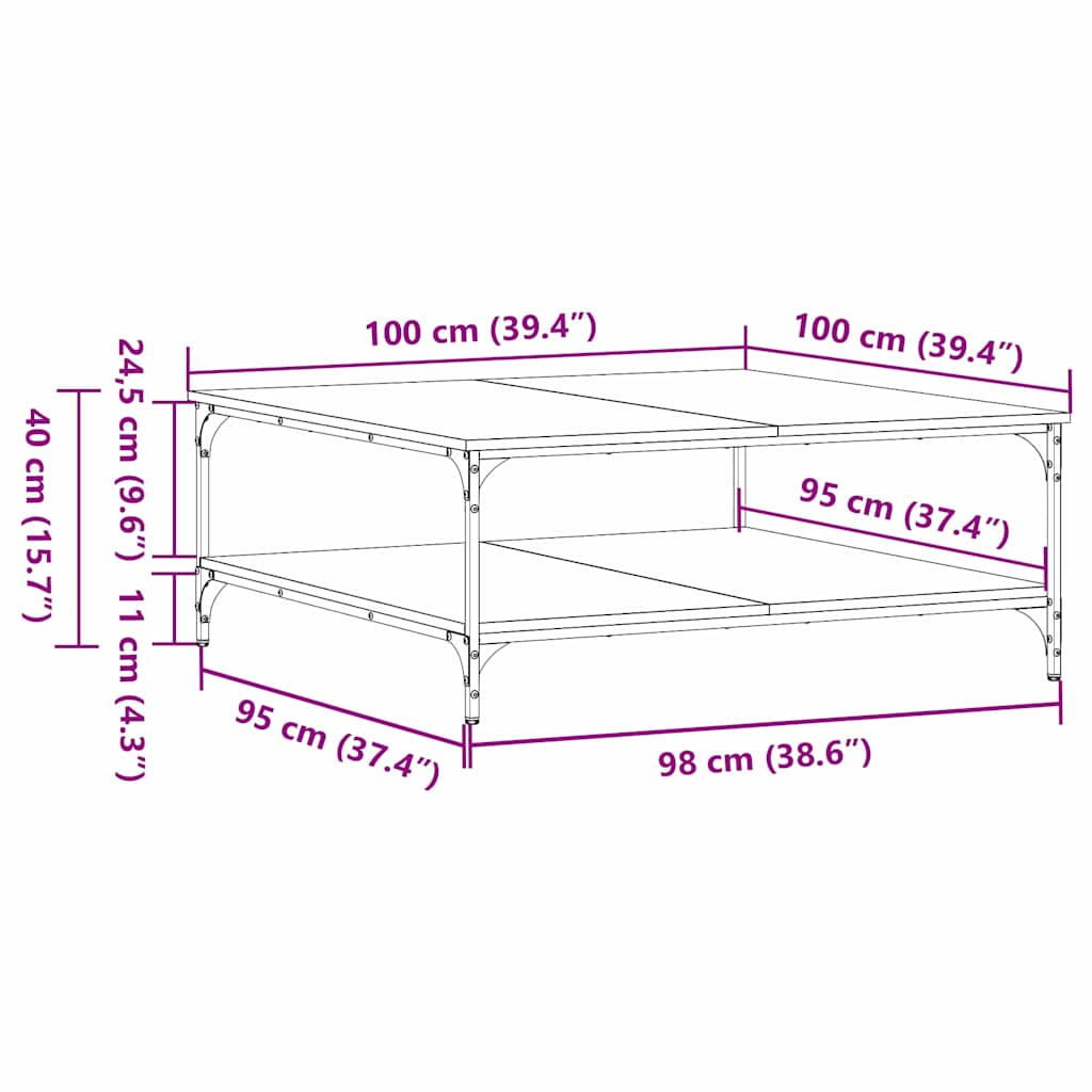 Masă de cafea Lemn vechi 100 x 100 x 40 cm Lemn compozit GartenMobel Dekor