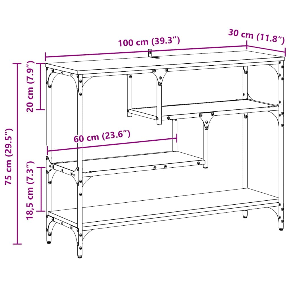 Masă de consolă Lemn vechi 100 x 30 x 75 cm Lemn compozit GartenMobel Dekor