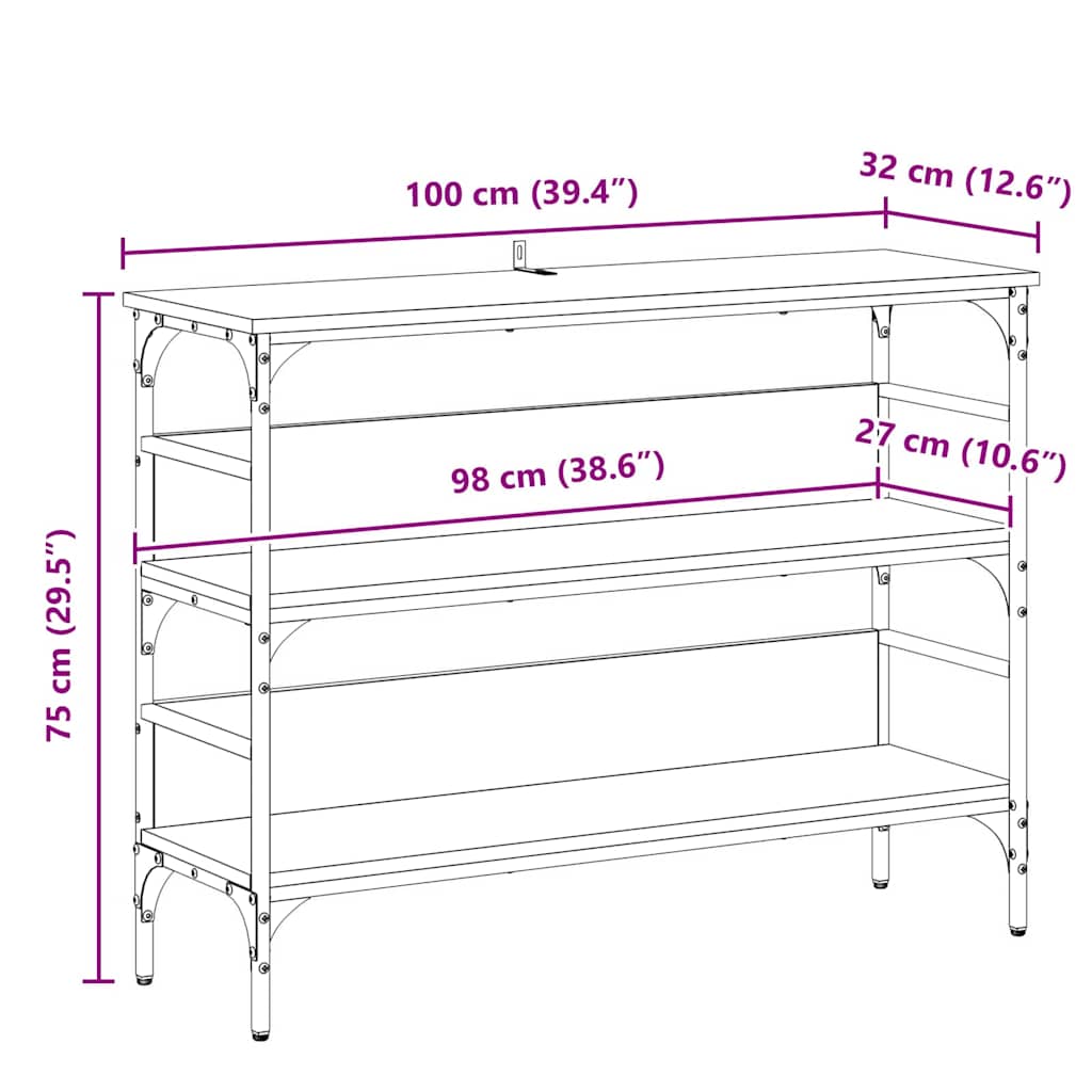 Masă de consolă Lemn vechi 100 x 32 x 75 cm Lemn compozit GartenMobel Dekor