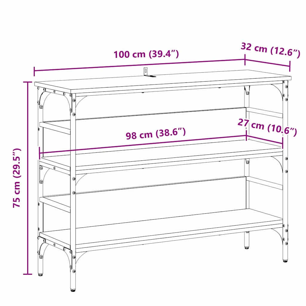 Masă de consolă Stejar negru 100 x 32 x 75 cm Lemn compozit GartenMobel Dekor