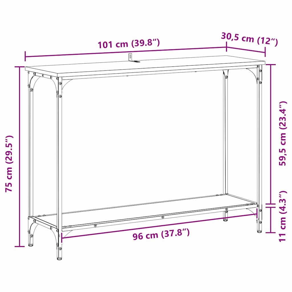Masă de consolă Stejar negru 101 x 30.5 x 75 cm Lemn compozit GartenMobel Dekor