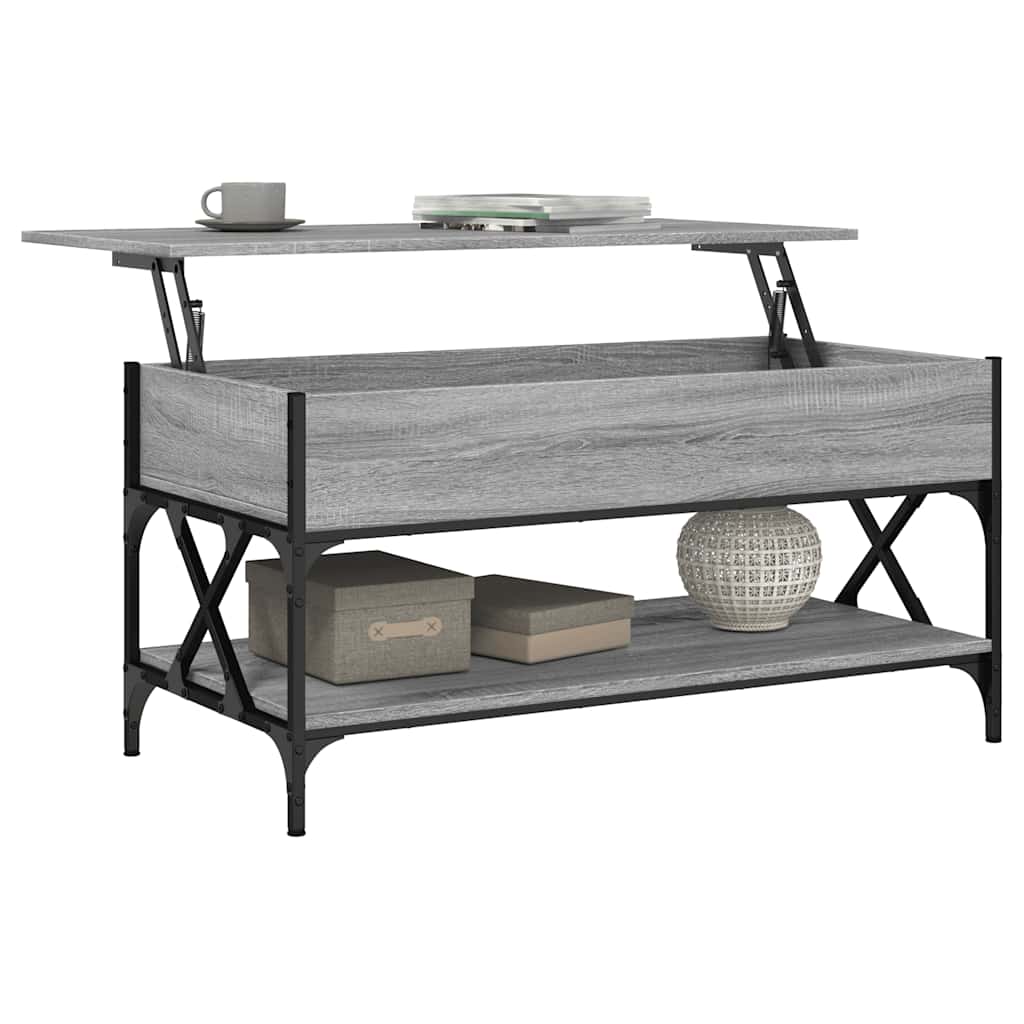 Măsuță de cafea gri sonoma 100x50x50 cm lemn prelucrat și metal GartenMobel Dekor